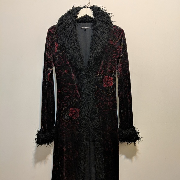 Betsey Johnson Jackets & Blazers - 90s Betsy Johnson stretch velvet faux fur coat